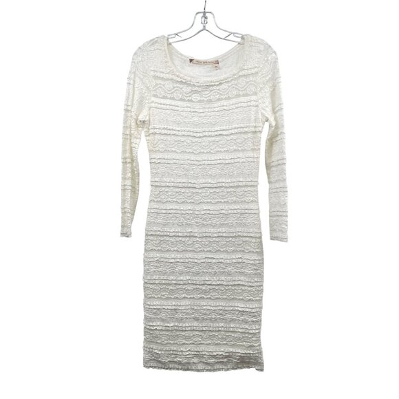 Chelsea & Violet Textured Lace Sheath Dress Midi Long Sleeve Ivory Size Medium - Picture 1 of 9